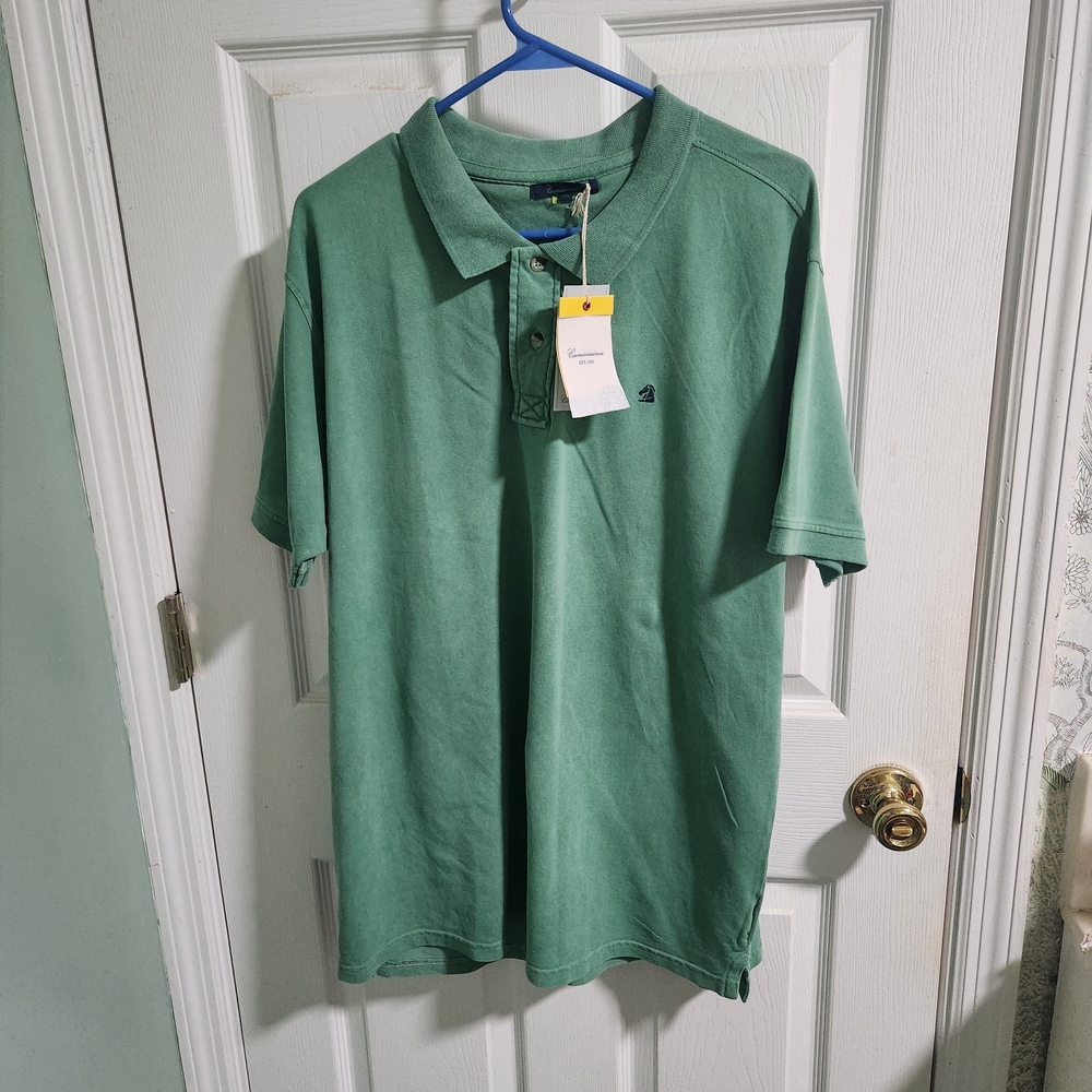 Camicissima Mens XXL Sage Green Pique Cotton Short Sleeve Polo Shirt NWT